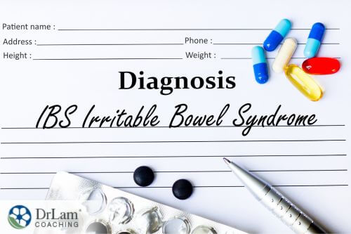 An image of a prescription with Irritable Bowel Syndrome written and medicines on it
